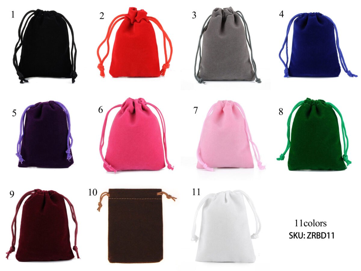 ZRBD11 Customizable size/logo drawstring flocked pouch bag - Image 2